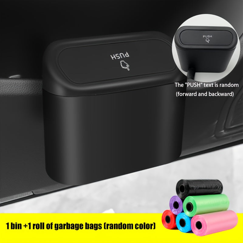 1 Leak-Proof Mini Car Trash Can with Lid & Bags - Essential Car Accessory!