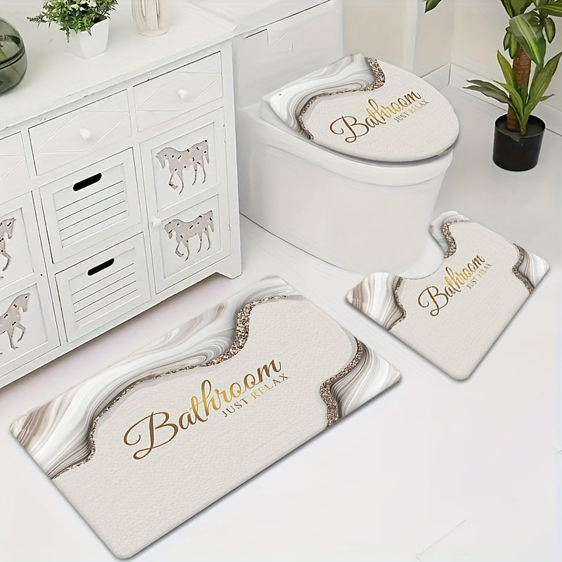 Three-piece Bathroom Set including a Floor Mat, Flannel Toilet Floor Mat, and Bathtub Edge Foot Mat. Additionally, there is an Absorbent Floor Mat for the Bedroom, Living Room, Coffee Table, Balcony, Door, and Printed Floor Mat.