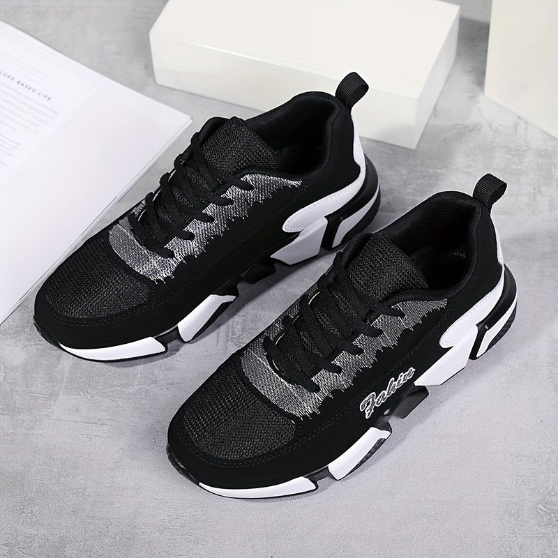 Women's Colorblock Sports Shoes: Casual lace-up sneakers for running and walking with breathable design.