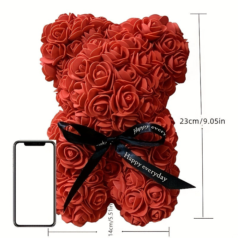 Rose bear made of foam flowers, perfect for Valentine's Day, Mother's Day, anniversaries, weddings. Size: 16.99*22.99cm. Great gift for birthdays.