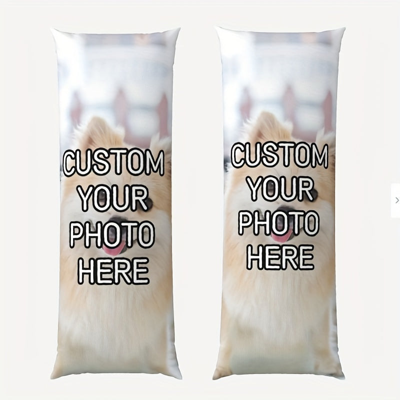 One piece of personalized long body pillowcase featuring photos or text, made from short plush material with double-sided printing. Perfect gift as a customized pillowcase cover, no pillow core included. Measures 50.8 × 137.16 cm.