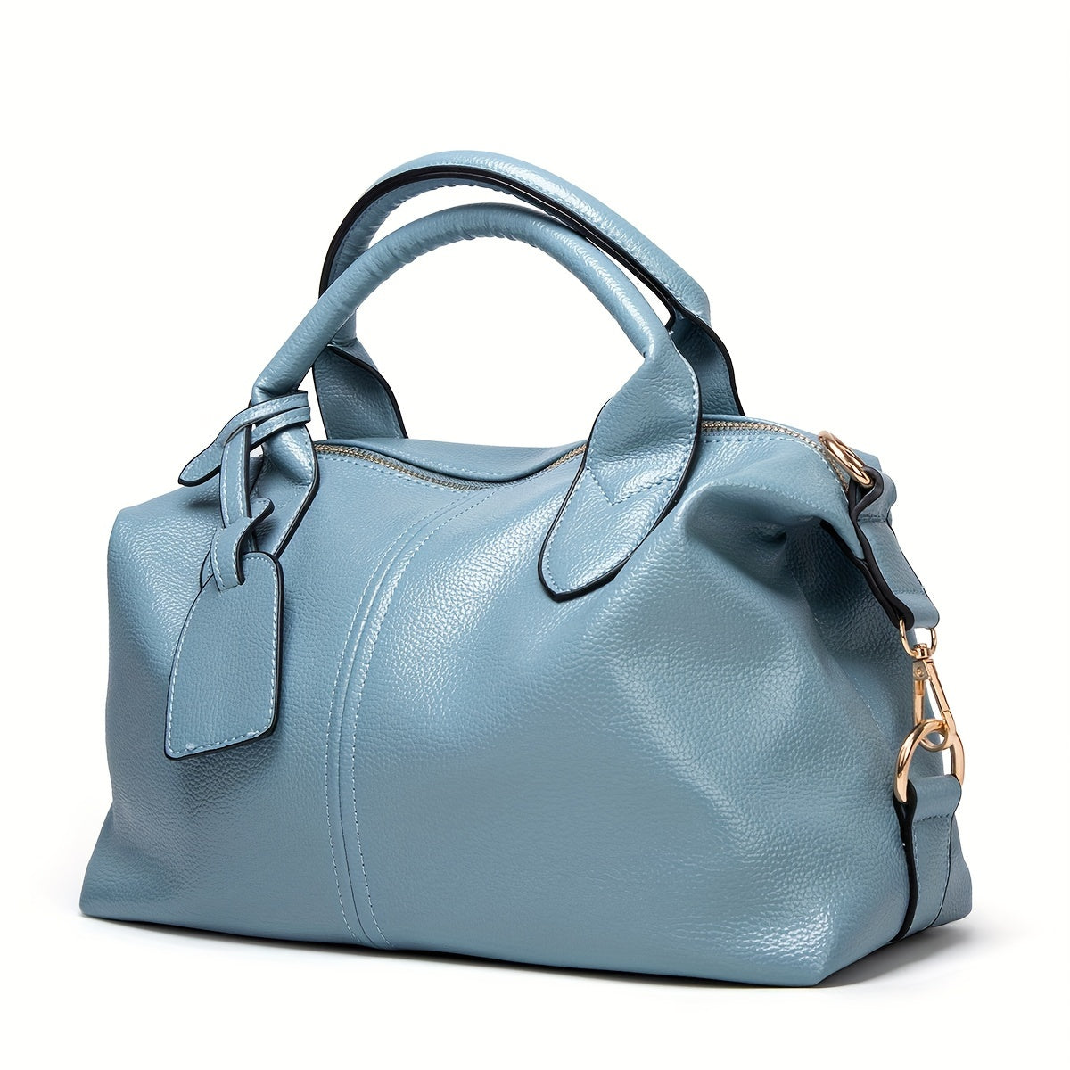 Stylish shoulder bag with removable strap and zip closure, perfect for everyday use.