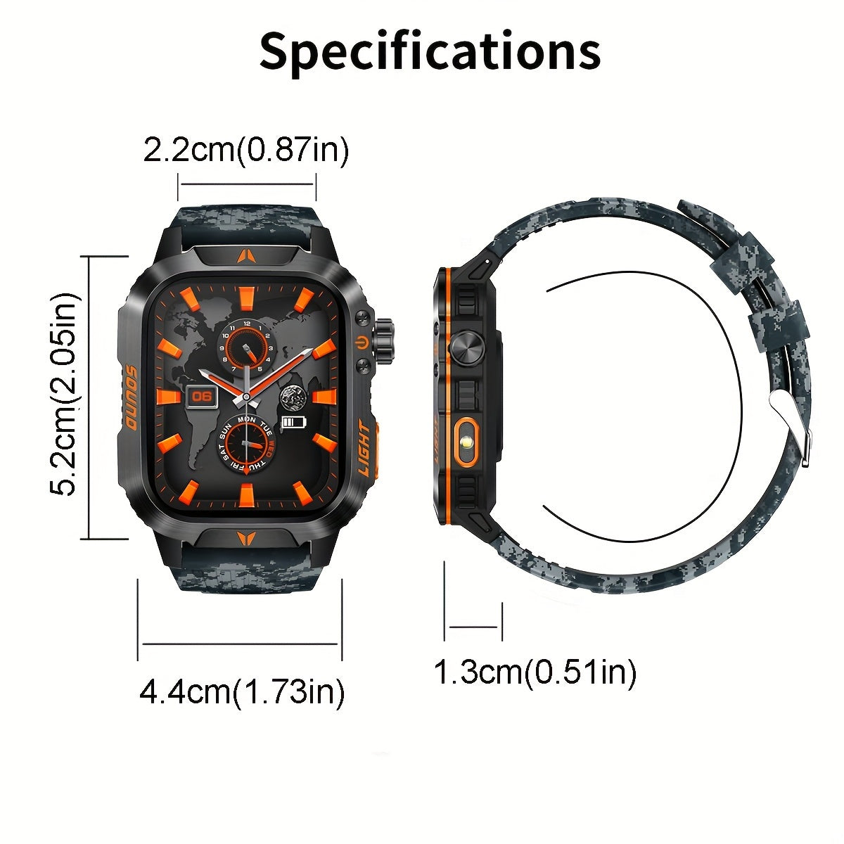 Coiusor Men's Smartwatch: HD Touch Screen, LED Flashlight, 100+ Sports Modes, Dial Support, Calorie & Pedometer Tracker.