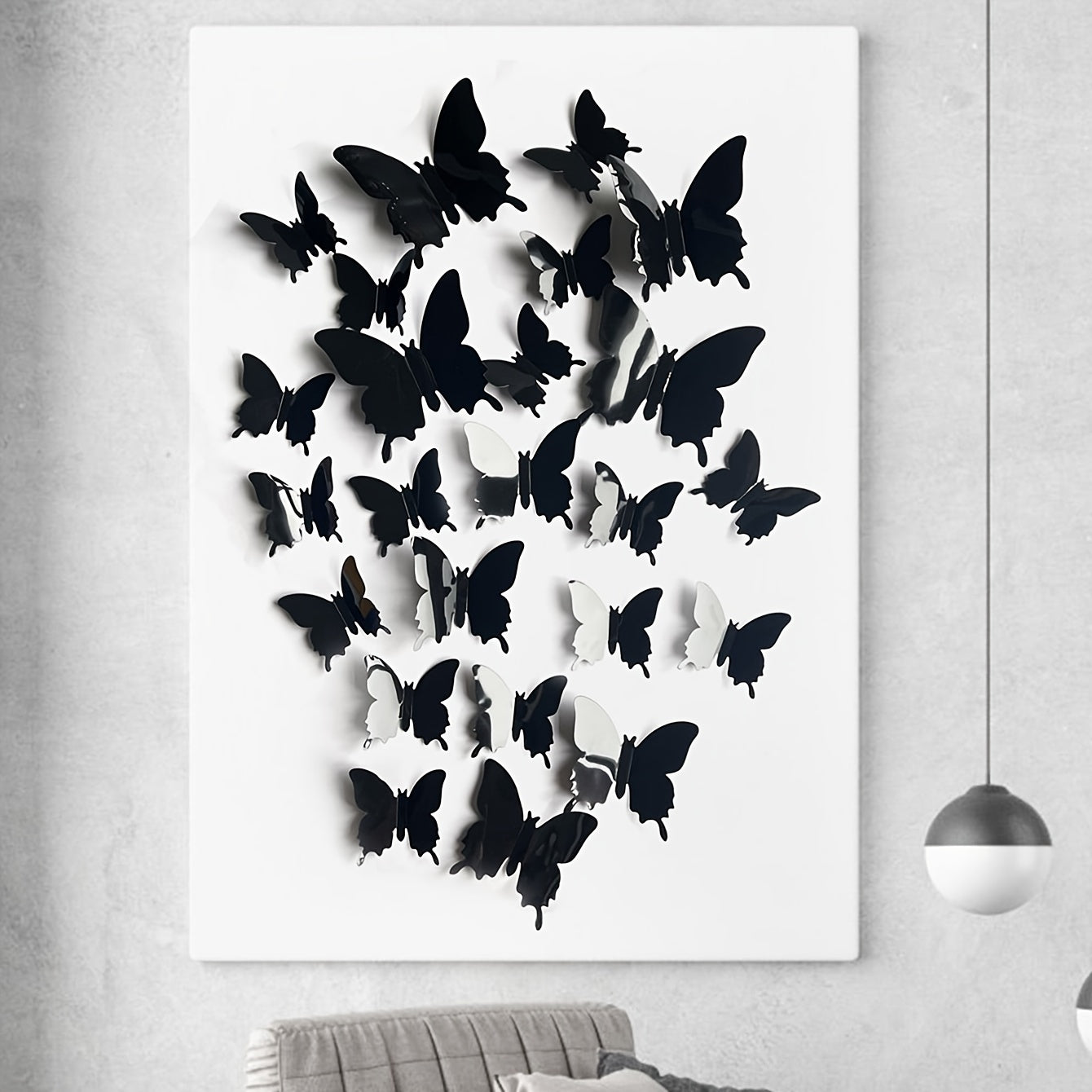 24 Black Butterfly Wall Decals: Elegant, Removable, Waterproof Vinyl Stickers for Home Decor