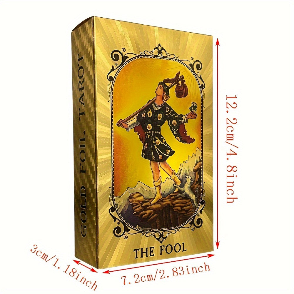 Russian Golden Tarot Deck, 12x7cm, with Russian paper, guide book, Prophet Oracle cards, 78 cards for divination and fortune telling.