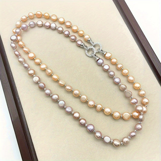 Stylish French Baroque Style freshwater pearl necklace - Y2K deluxe, vibrant autumn/winter sweater chain for women, perfect for parties or gifts, Valentine's Day exclusive, suitable for year-round wear.