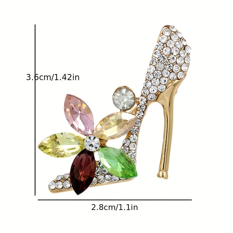 Rhinestone bilan bezatilgan baland poshnali brosh pin, porloq tugatish bilan - Ko'ylaklar, kostyumlar, kardiganlar, sharf va shalvarlarga nafislik qo'shadi - Partiyalar va banketlar uchun ideal - Ayollar uchun ajoyib sovg'a g'oyasi.