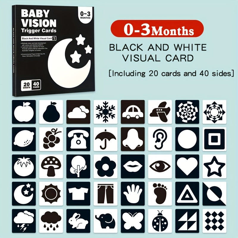 Experience the joy of seeing your children's eyes light up with our black and white flash cards - the ideal toy for early childhood education. Perfect for children aged 0-3, these flash cards make a wonderful gift for Halloween or Christmas.