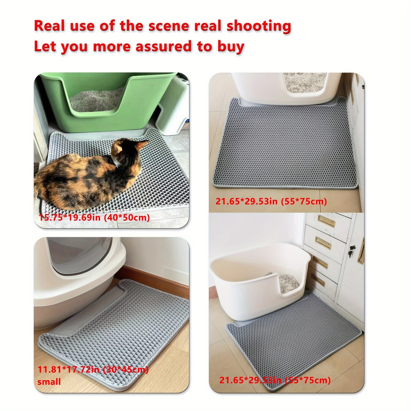 Cat litter mat designed to trap litter and control dust, easy to clean.