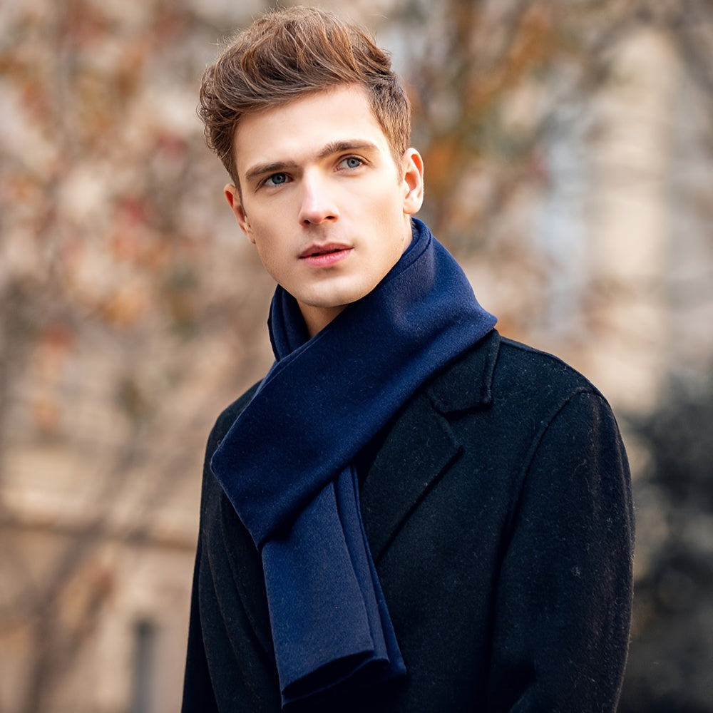 Stay stylish and cozy during the winter with this long, warm, and soft men's scarf in a fashionable pure color. Made from skin-friendly cashmere, this scarf is the perfect choice for gifts.