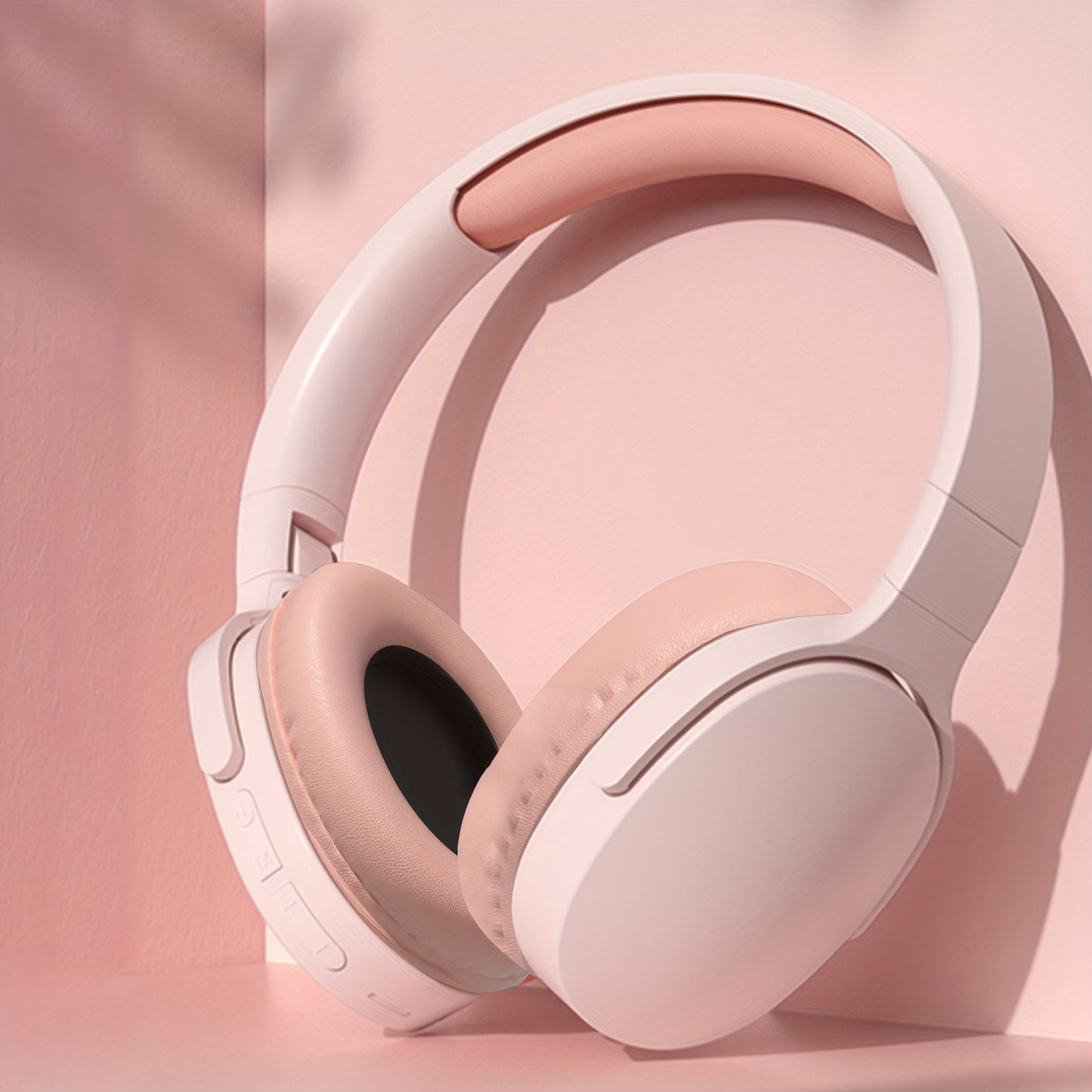 GENAI P2961 Over-Ear Wireless Headphones with 20H playtime, foldable design, noise-canceling mic, USB charging case, and sleek white design. Perfect for travel, home, and office use.