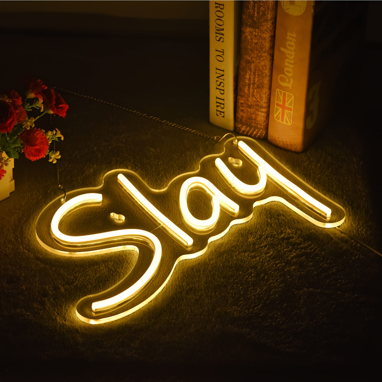 1pc Slay Neon Sign Light, LED, USB Powered, Bedroom Wall Decor for Girls, Dorm Cute Bratz Aesthetic.