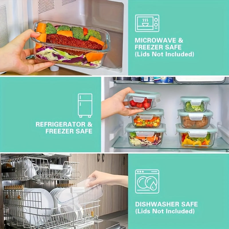 Essentials Glass Storage Container Set with Snap Lock Lids - Watertight & Airtight - Heat & Cold Resistant - Microwave, Oven, Freeze & Dishwasher Safe - Meal Prep & Baking