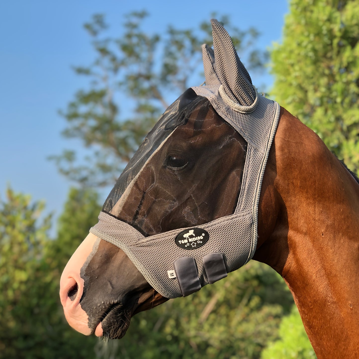 Mosquito and fly horse mask offers 86% UV protection, breathable 3D mesh with high elasticity.