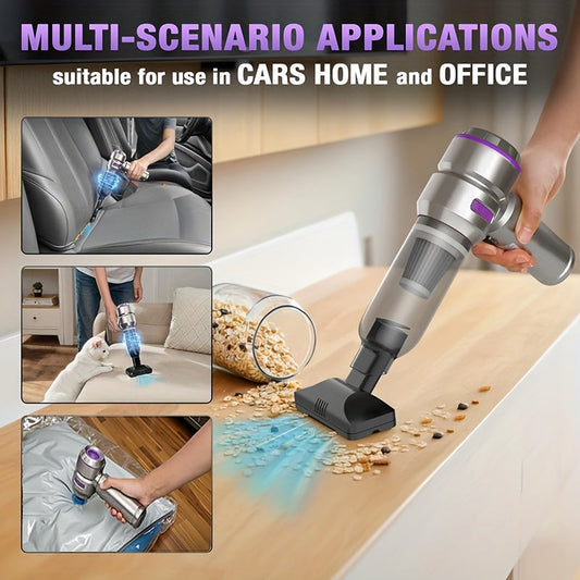 Get ready for back to school with the Suitu 100W High-Power Cordless Handheld Vacuum Cleaner! This portable 4-in-1 tool features 16000Pa suction and a rechargeable lithium battery for easy use. It also includes a dust brush and car detailing tool