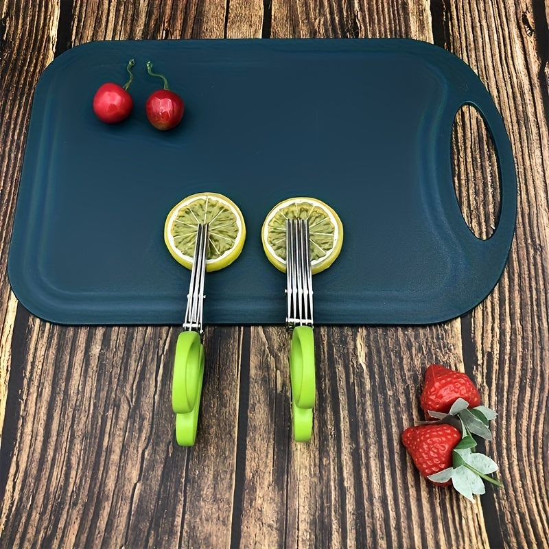 Multi-layer kitchen shears made of stainless steel for cutting herbs and green onions. These ergonomic metal shredder scissors come with a safety cover and easy-clean design.