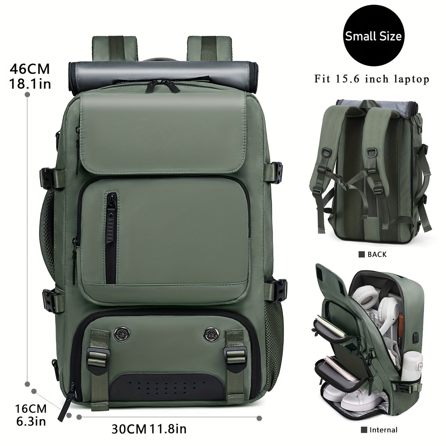 Stylish hiking backpack for men and women with shoe compartments, charging ports, and space for a 17-inch laptop. Ideal for leisure, campus, daily commute, travel, and fitness.