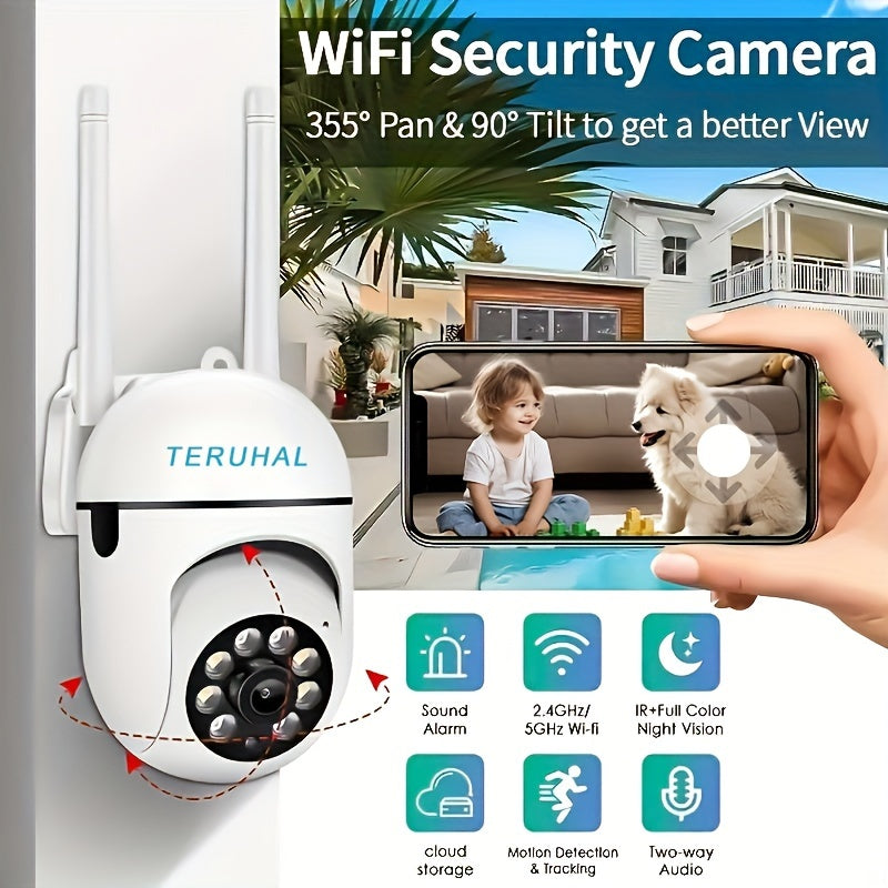 Outdoor Night Vision Security Camera with HD 5G WiFi for Home Security