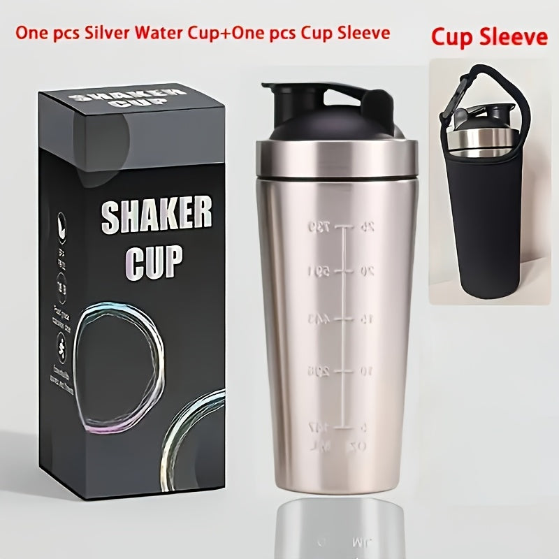 Multifunctional stainless steel cup for on-the-go fitness and protein shakes, can also be used as a car water cup.