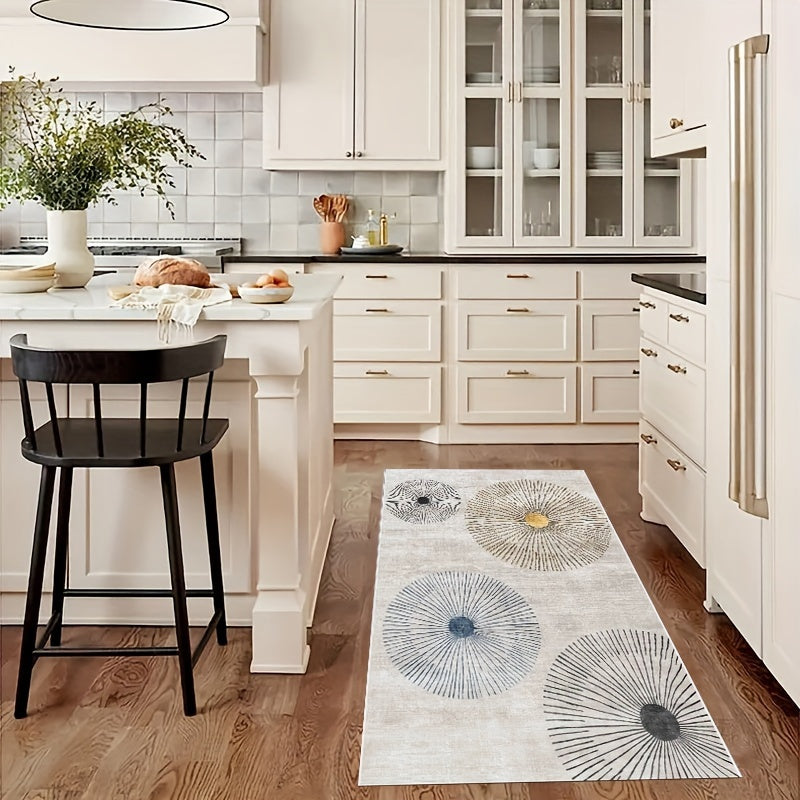 Soft Thickened Kitchen Floor Mat, featuring non-slip and oil-proof properties. This waterproof runner rug is also resistant to dirt, making it easy to clean in the washing machine. Perfect for the entrance, kitchen, living room, laundry room, or