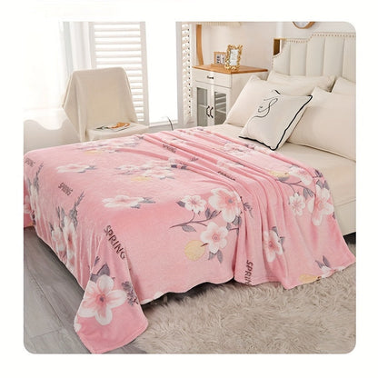 [Best-Seller] Lovely Pink Floral Print Cozy Fleece Blanket - Plush Throw for AC, Bed, Nap, Office, Camp, Journey, Home Décor - Versatile Shawl, Cushion Cover, Couch Throw, Perfect Gift, Bed Throw, Classic Design, Anime Inspired