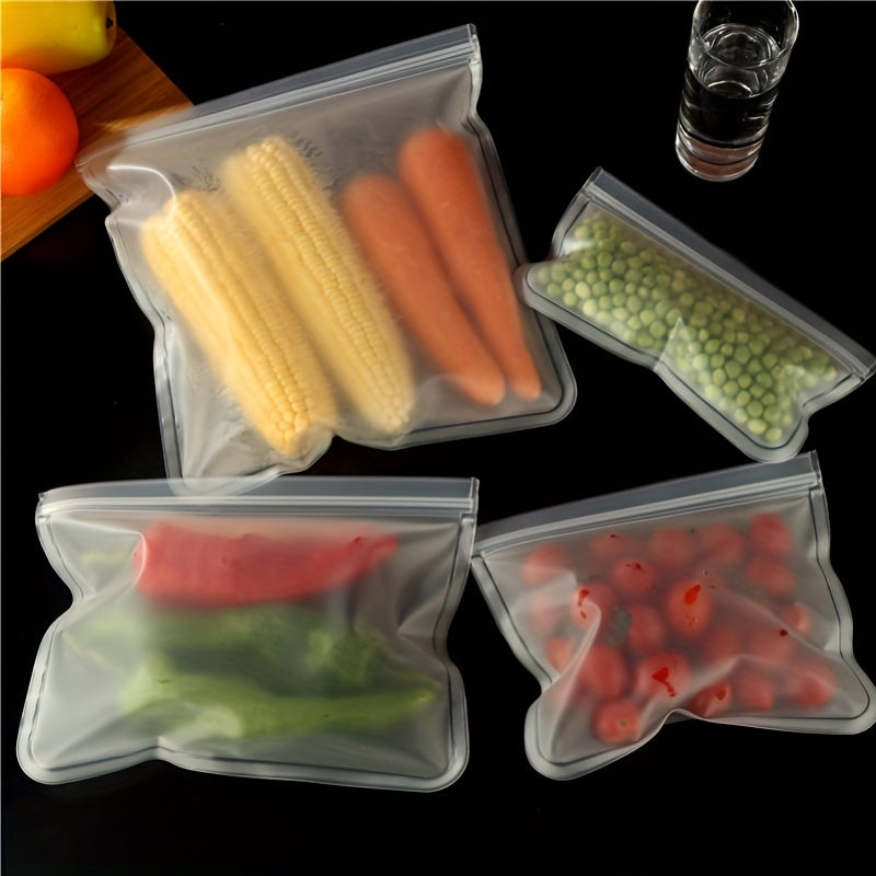 5 Leakproof Reusable Sealed Bags for Food Storage and Travel - BPA Free, Made of Silicone and Plastic with Ziplock Closure - Ideal for Storing Fruit, Vegetables, Sandwiches, Meat, Snacks, and Meal Prep - Essential Kitchen Supplies