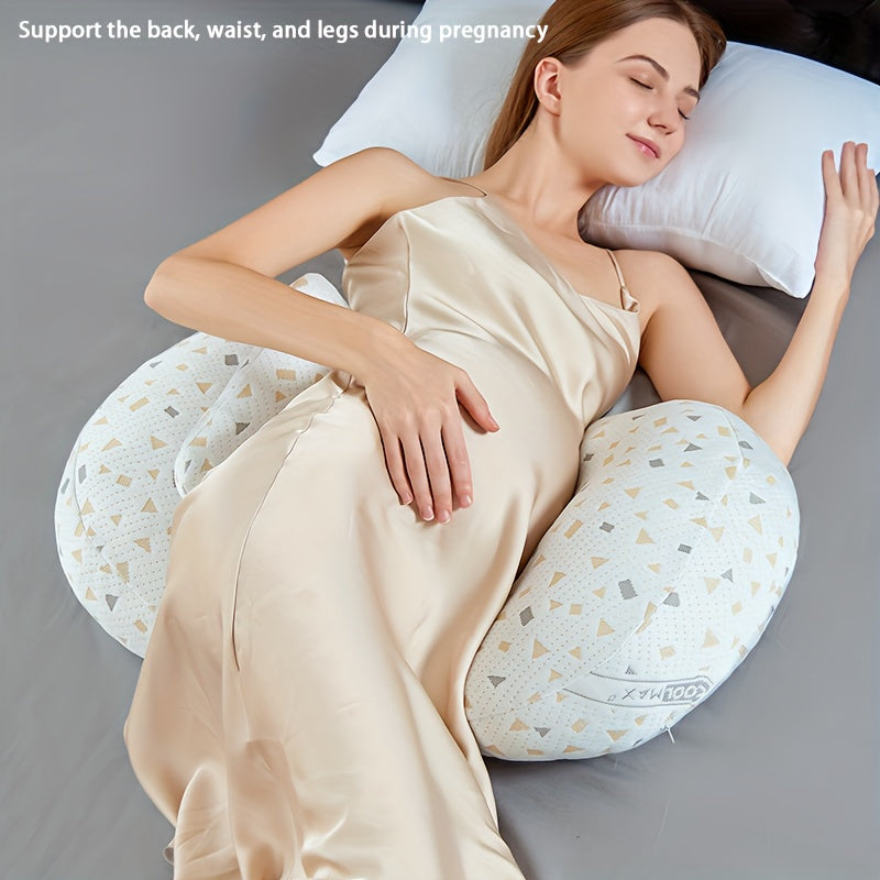 Adjustable Pregnancy Pillow for Full Body Relief, with Soft Polyester, Portable Lumbar and Abdominal Support. Nursing Pillow for Expectant Mothers.