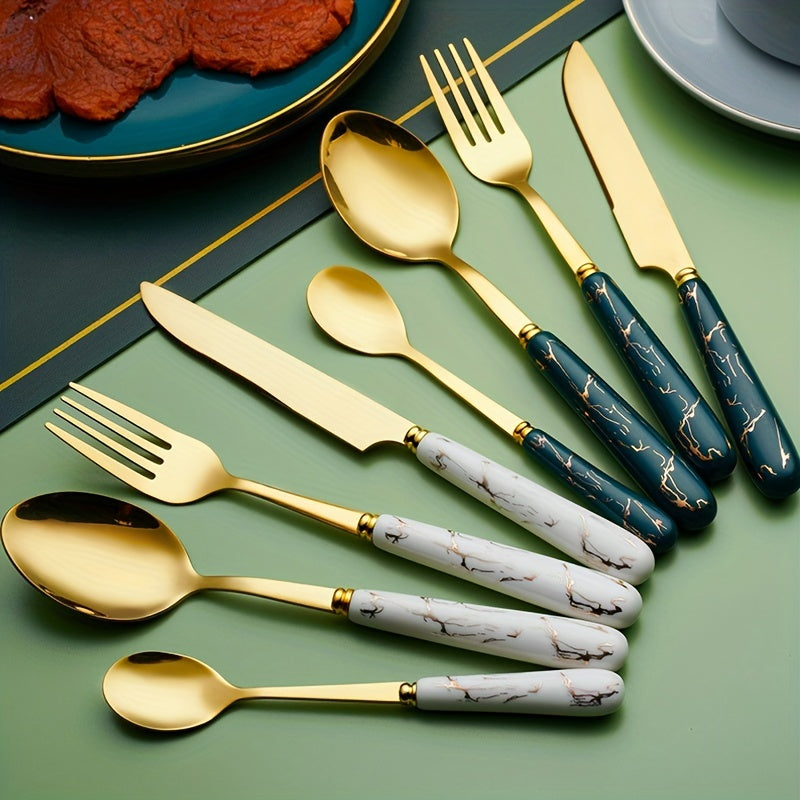 Special Western Steak Flatware set with 24 knives, forks, and spoons, suitable for a variety of occasions. Includes gift box packaging for table decoration.