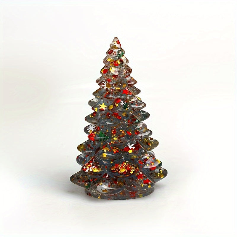 Handmade resin lucky tree ornament with natural gemstones for Christmas decor and holiday gifts.