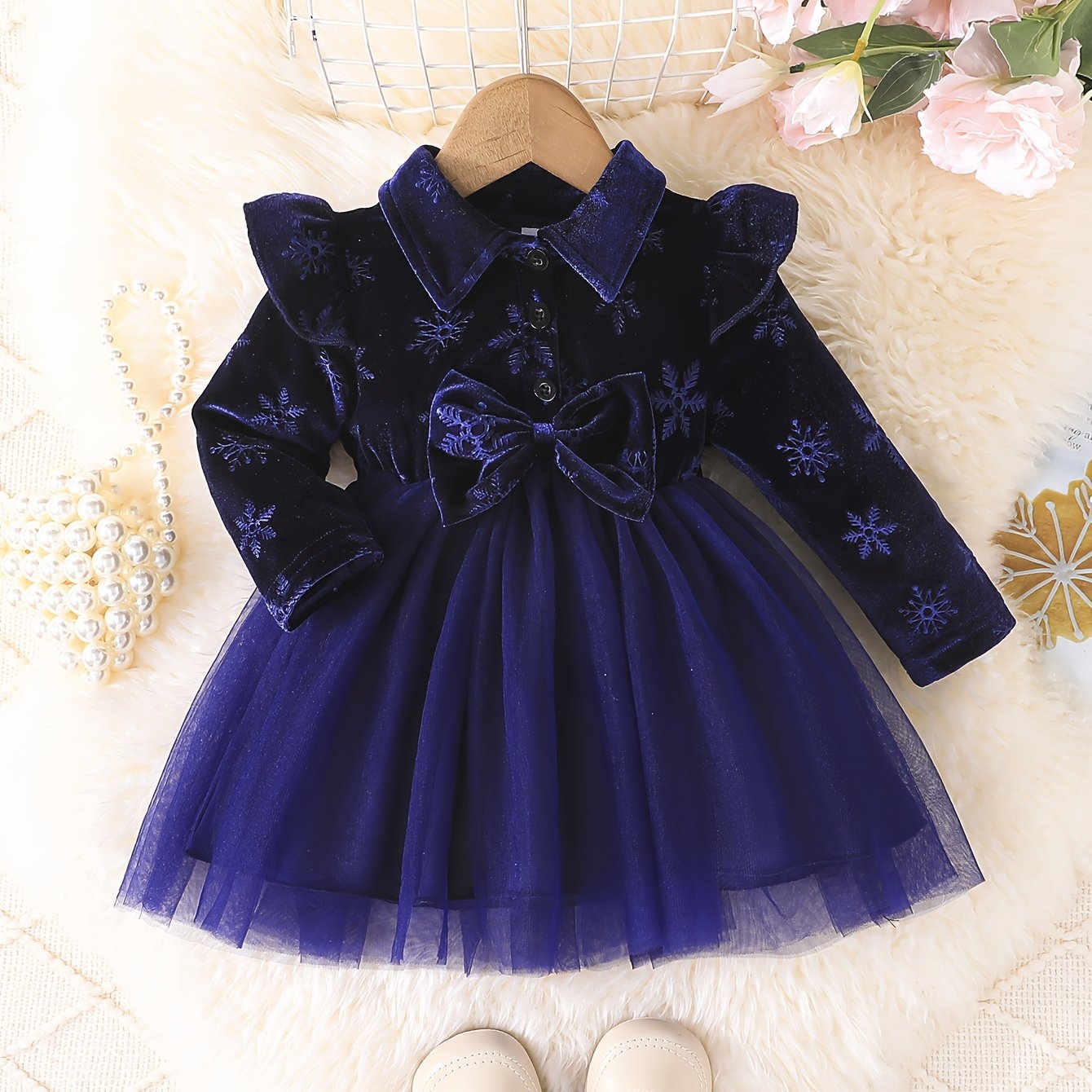 Floral print tutu dress for toddler girls, ideal for spring & fall, machine washable