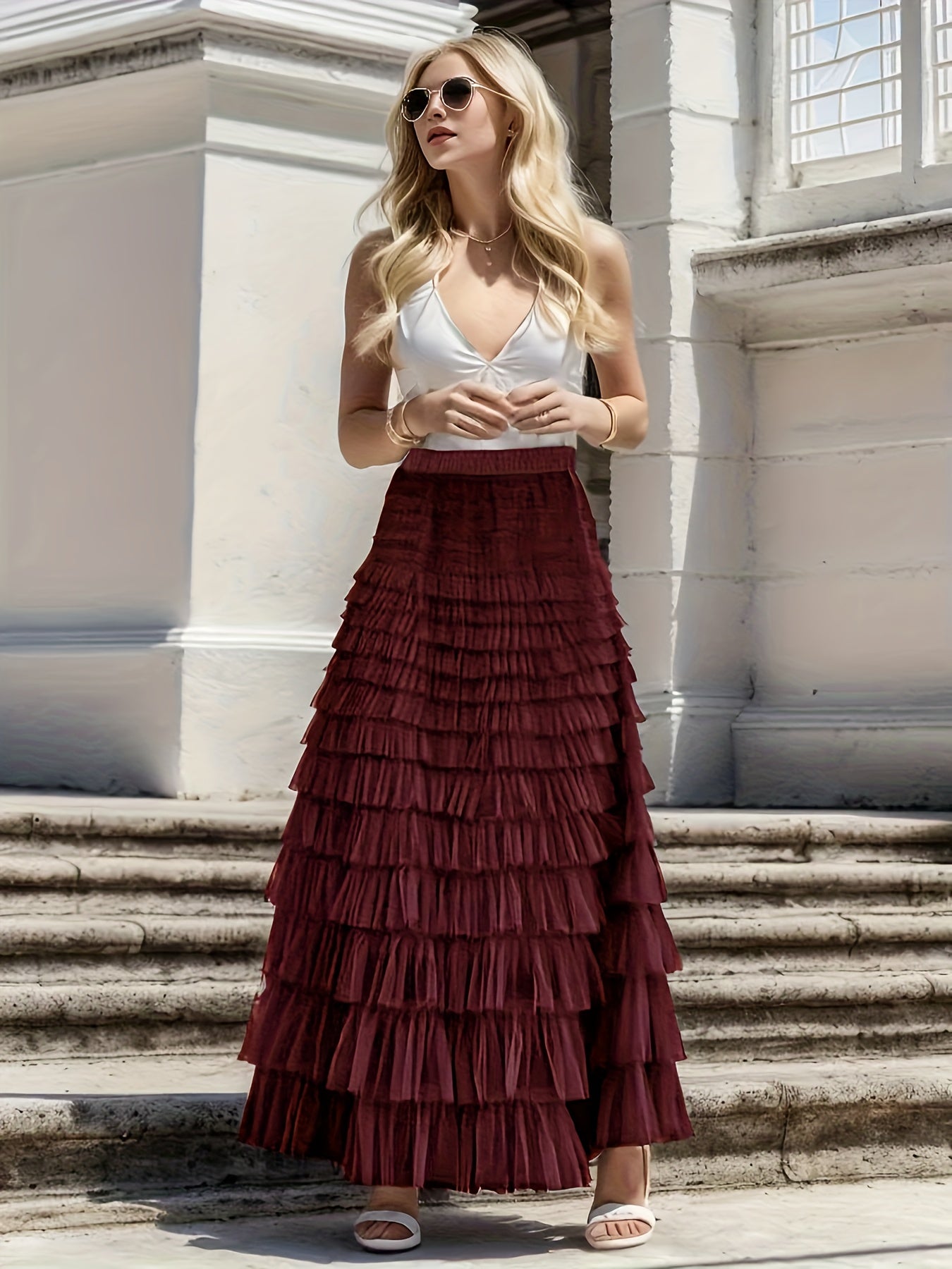 Multilayer Ruffles Tulle Skirt for Spring and Summer.