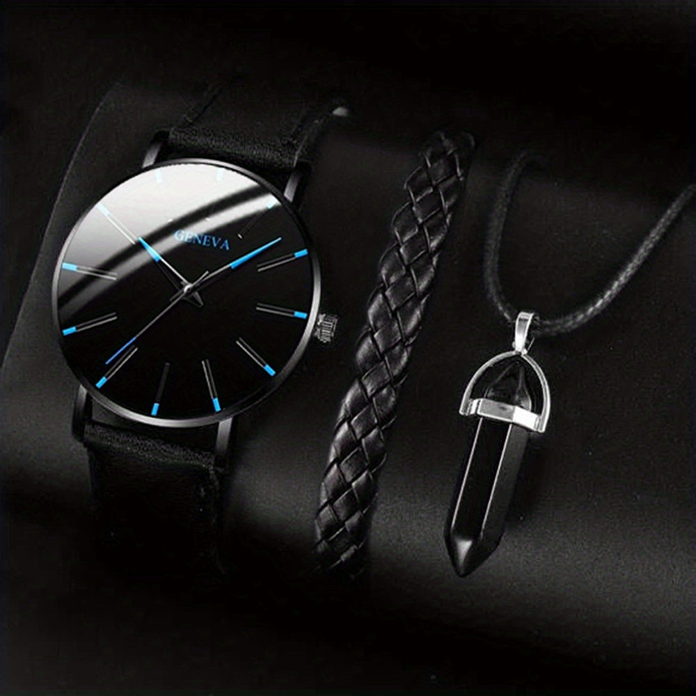 Inexpensive Options for a Casual Look: 1 Men's Quartz Watch, 1 Bracelet, 1 Necklace.