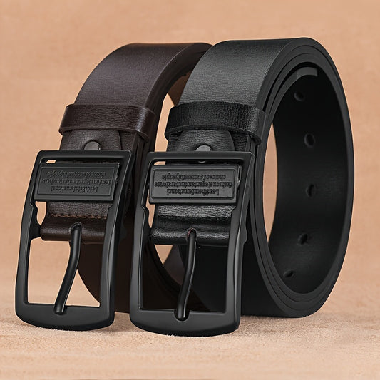 Adjustable men's faux leather belt with vintage alloy automatic buckle - a versatile fashion accessory for young to middle-aged men.