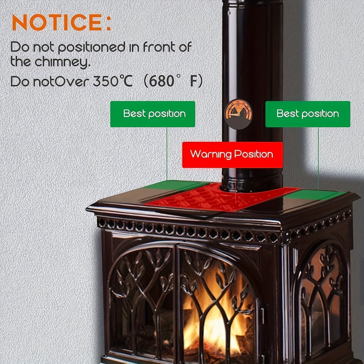 EFGHONG 4-Blade Heat Powered Stove Fan - Eco-Friendly, High Performance Heating Attachment for Wood & Pellet Stoves.