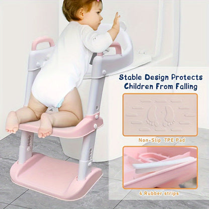 Toilet Training Ladder with Handrail for Kids, Foldable Children's Toilet Seat for Enhanced Safety and Comfort