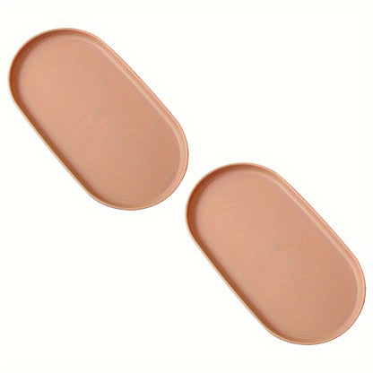 2-piece set of oval PP plastic serving trays for desserts and pastries, ideal for home, restaurants, and cafes.