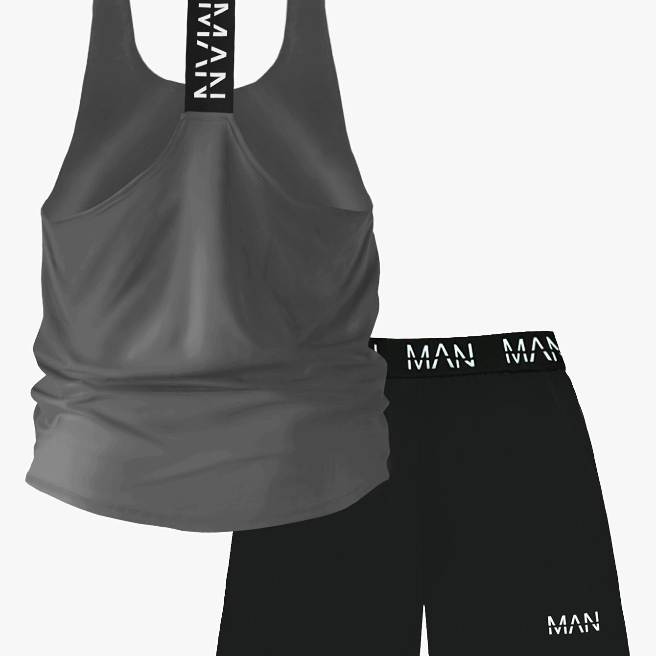 Men's 2-piece athletic set: tank top and training shorts, breathable and stretchy sportswear