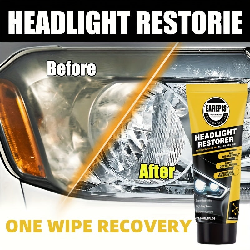 Revive Your Car Headlights with 1pc AutoHeadlight Restoration Cream - Effectively Removes Scratches, Oxidation, and Restores Brightness - No Power or Batteries Required - Easy to Use Car Headlight Repair Solution for Maintenance and Refurbishment