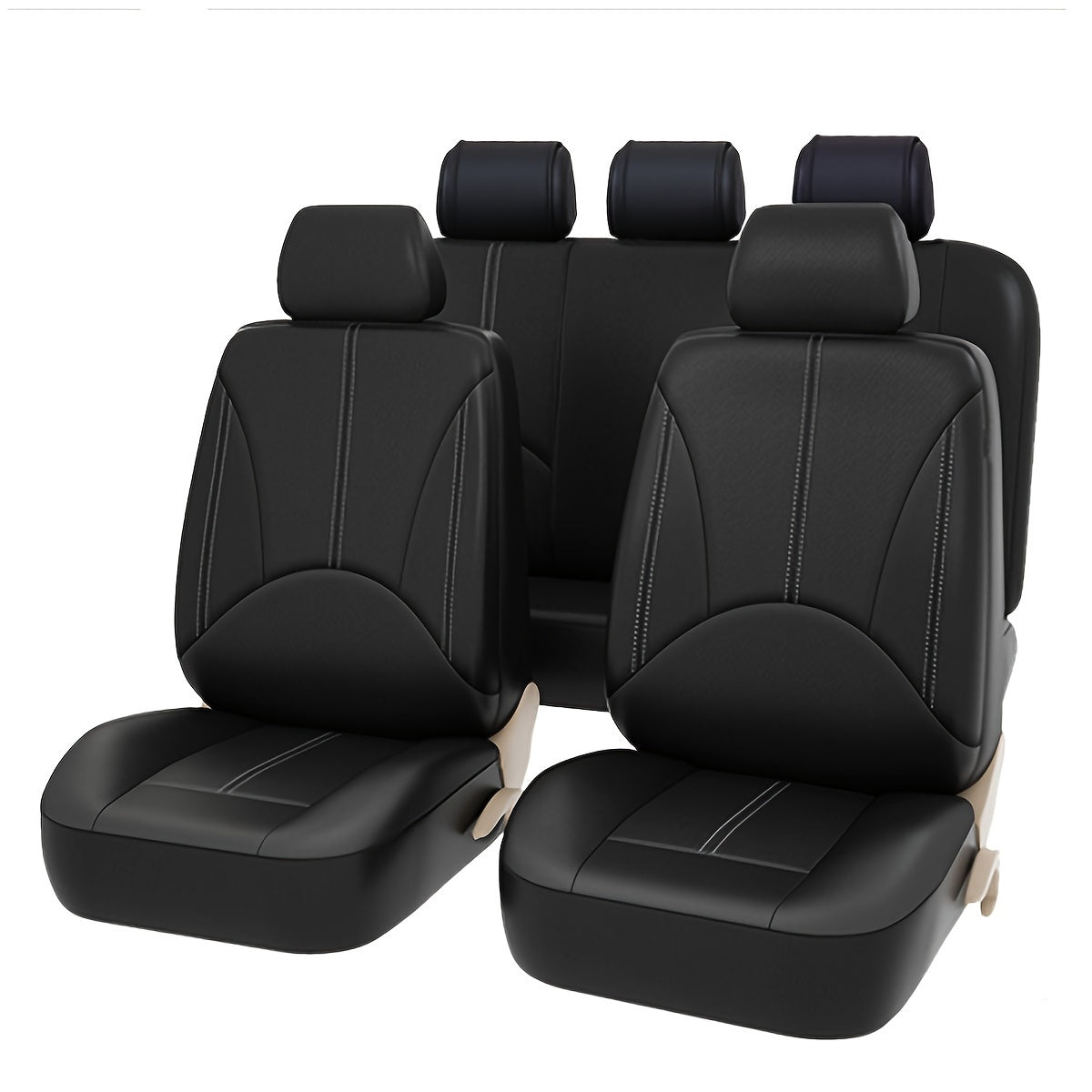 Luxury PU leather seat cover set with full coverage cushion protectors. Waterproof and stain-resistant, easy to install. Fits most vehicles.