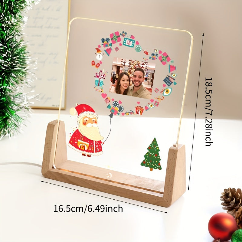 LED Lighted Custom Acrylic Photo Frame - Ideal for Gifting on Special Occasions | Transparent Display Stand for Loved Ones | Heart-Shaped Picture Holder for DIY Projects | Perfect for Home Decor and Keepsakes for Youth