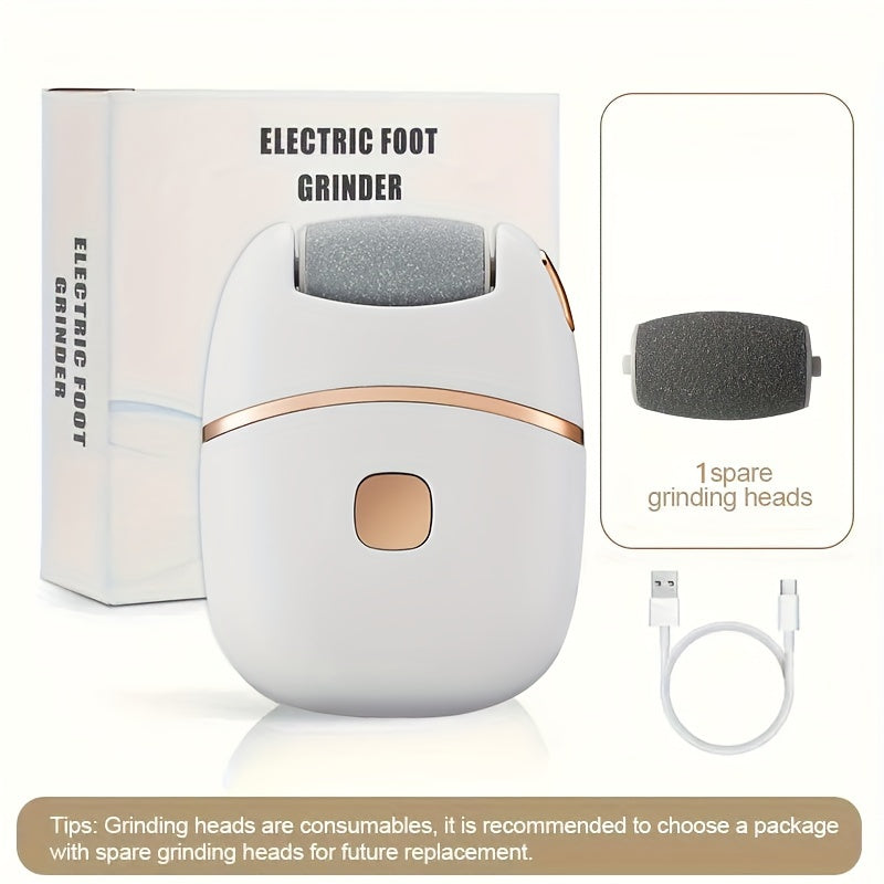 MIGUAN Rechargeable Electric Foot Grinder: Portable, USB Charging, Hypoallergenic Plastic, 400mAh Lithium Battery, Includes Multiple Sanding Bands for Smooth Feet.