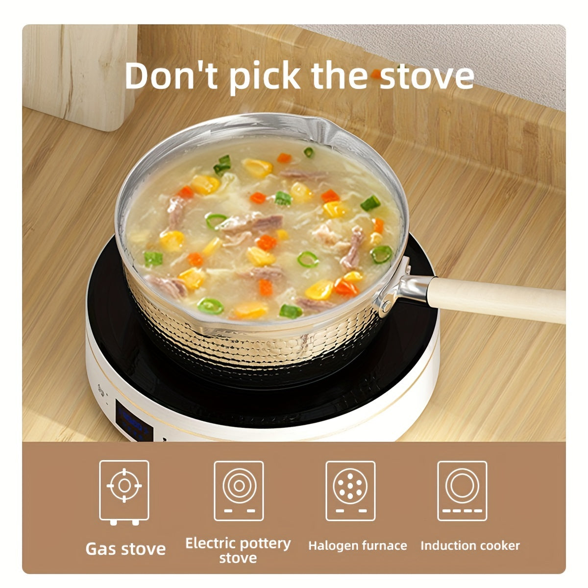 Premium 304 Stainless Steel Saucepan - 1 Piece, Thick, Non-Coated for Healthy Cooking, Ideal for Soups & Children's Meals