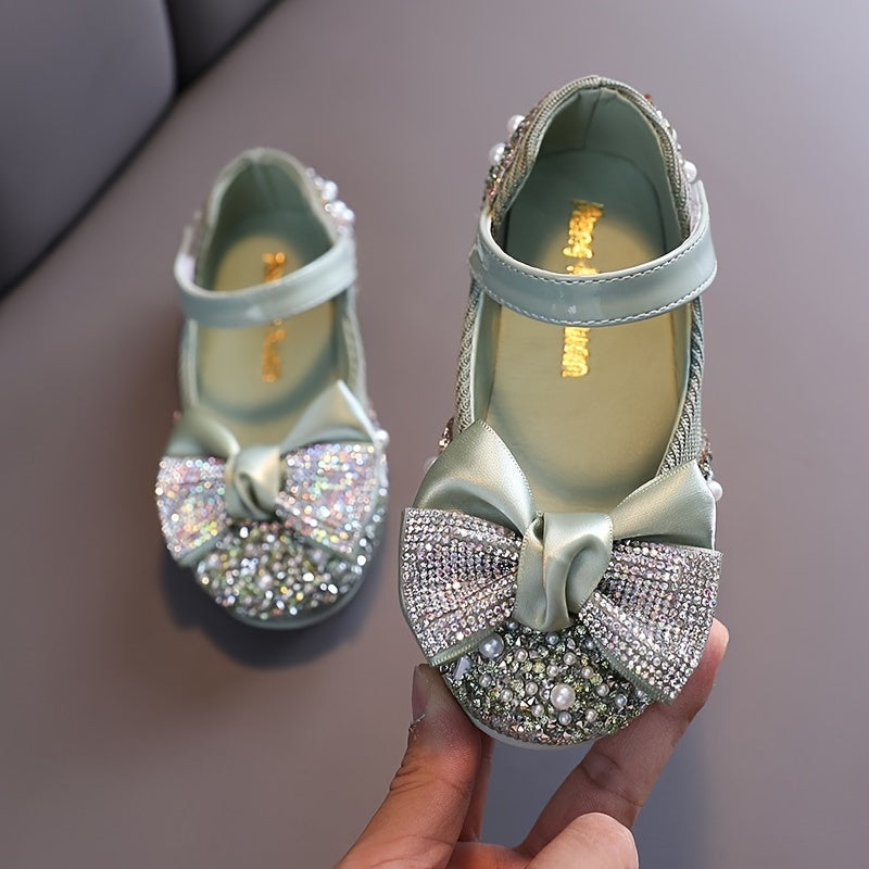 2024 Spring/Autumn Princess Soft Sole Baby Shoes with Crystal Detail.