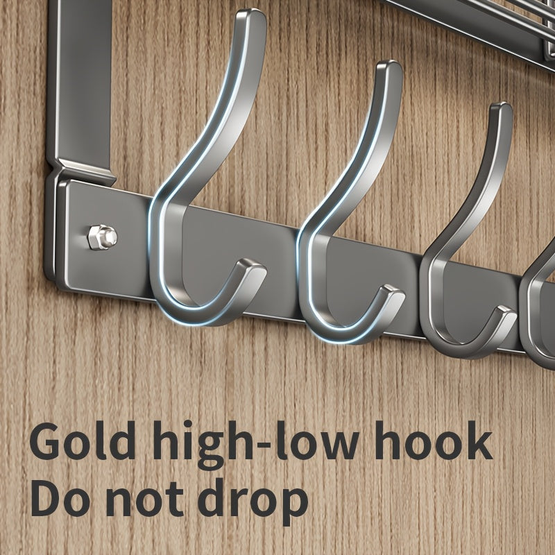 Convenient over-the-door storage rack with multifunctional metal hooks for bedroom, bathroom, and kitchen organization.