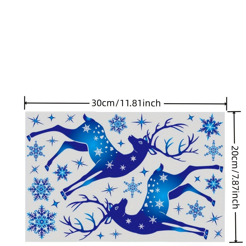 Decorate your windows with our Blue Snowflake & Reindeer Static Cling Window Decals - Ideal for adding a festive touch to Weddings, Birthdays & Holiday Parties.