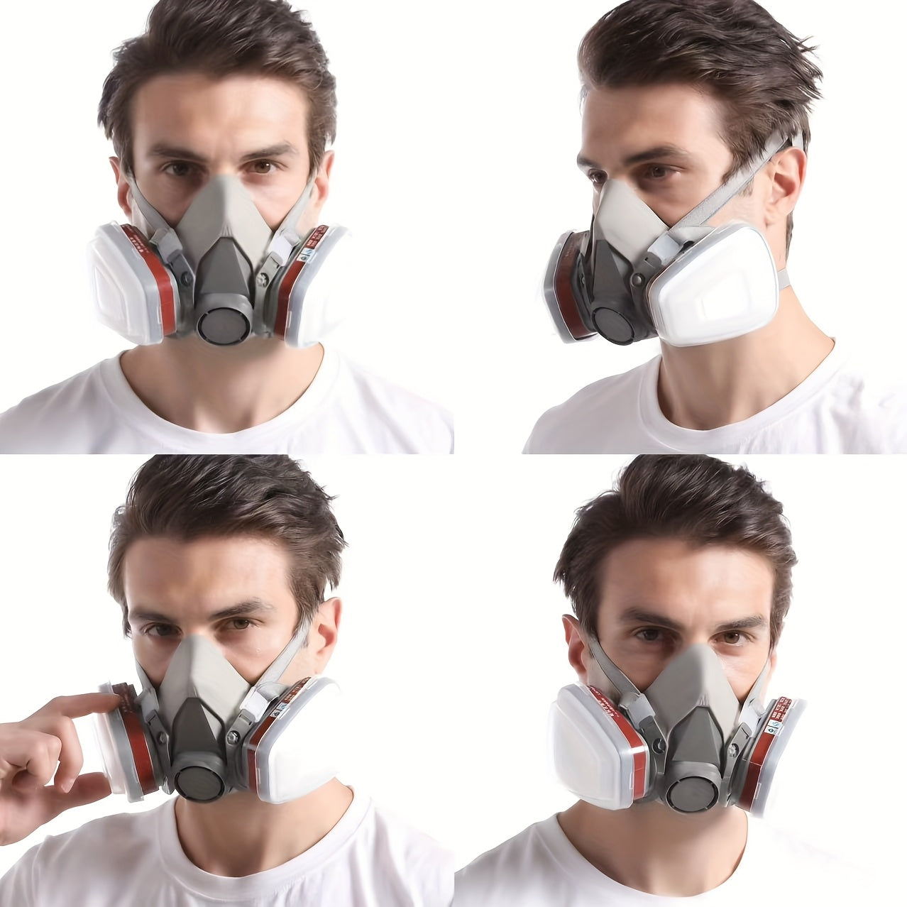 Chemical resistant 6200 Reusable Half Face Mask with hypoallergenic plastic material for protection against various substances.