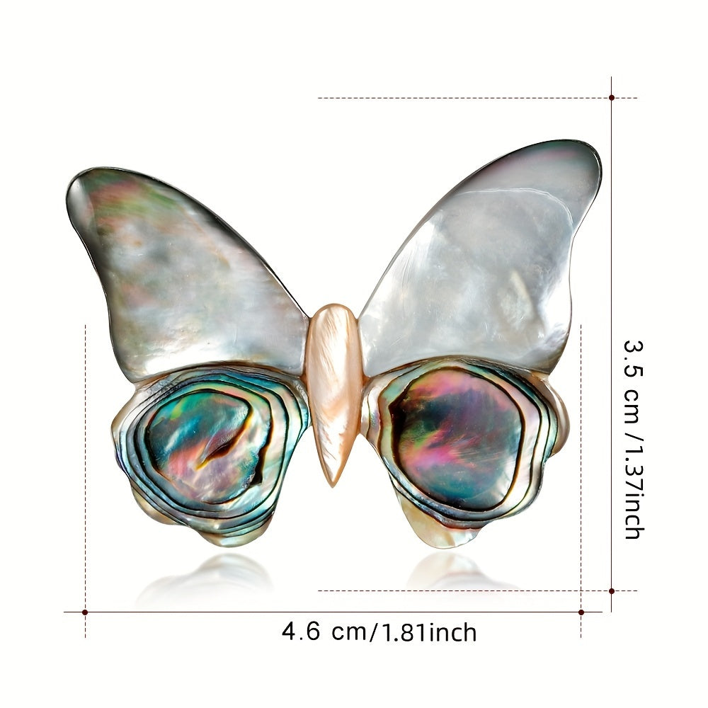 Retro Butterfly Pin made of Alloy Material, Vintage Shell Brooch for Women, Fashionable Novelty Jewelry piece for Clothing and Bags