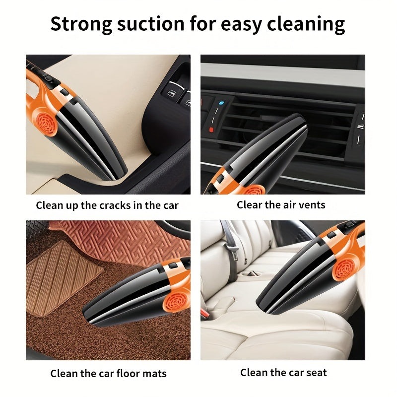 12V dual-use vacuum cleaner with strong suction for cars and households.