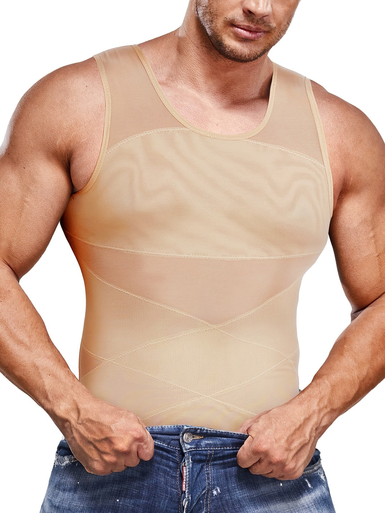 Compression shirts for men, slimming, breathable tank top.