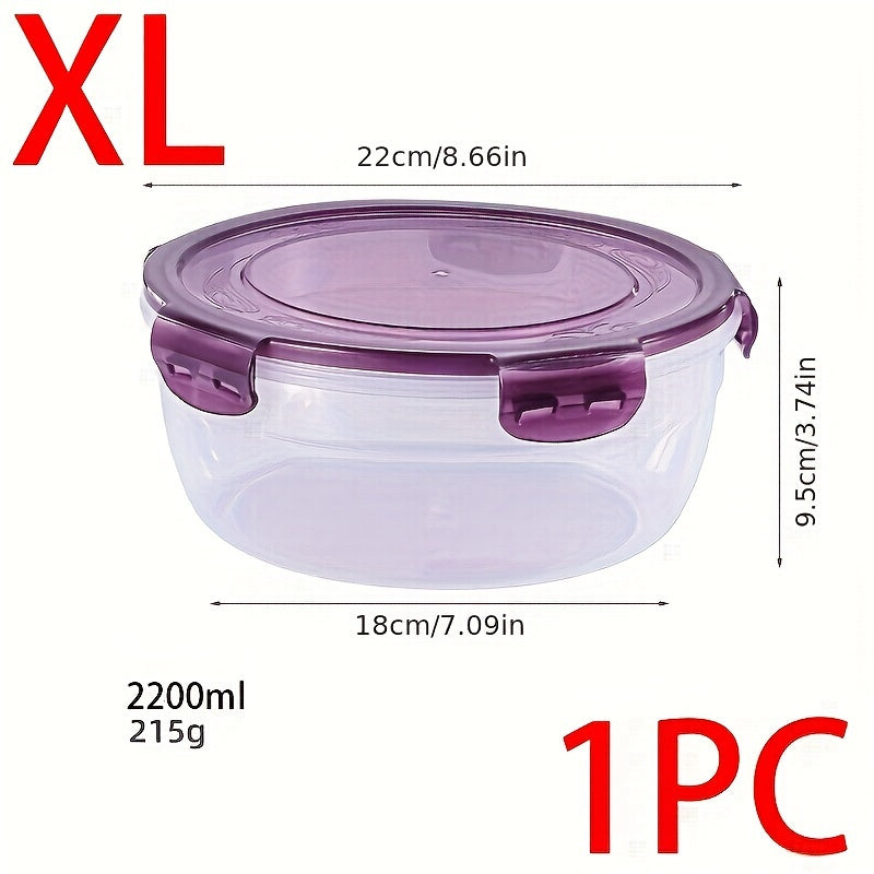 Set of 4 Storage Boxes, Contemporary Round Style for Fresh Food Storage, Convenient and Portable Containers for Refrigerator and Microwave Use, Perfect for Picnics, Camping, Back to School Supplies.